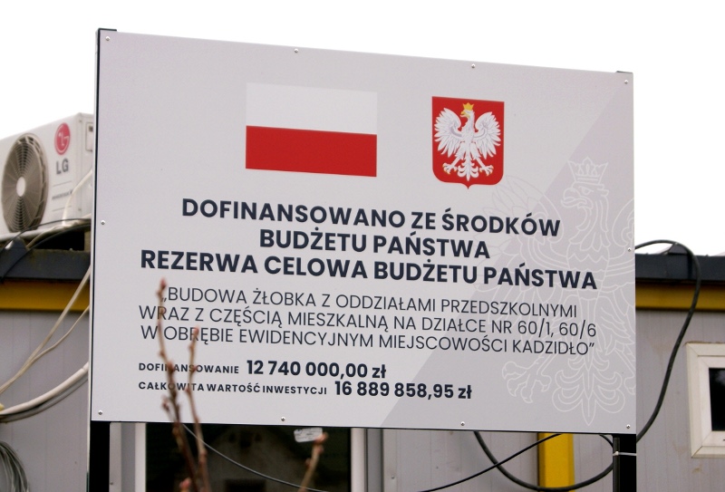 Rezerwa Celowa Budżetu Państwa "Budowa żłobka z oddziałami przedszkolnymi wraz z częścią mieszkalną na działce nr 60/1, 60/6 w obrębie ewidencyjnym miejscowości Kadzidło"